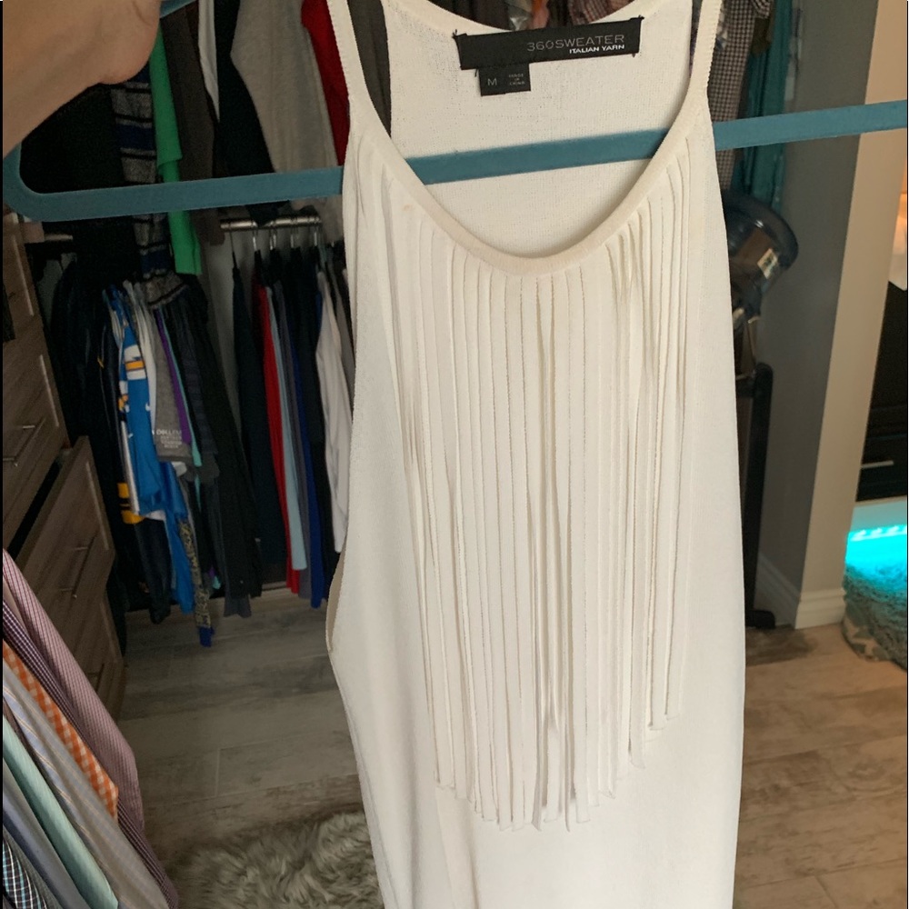 White tank with long fringe